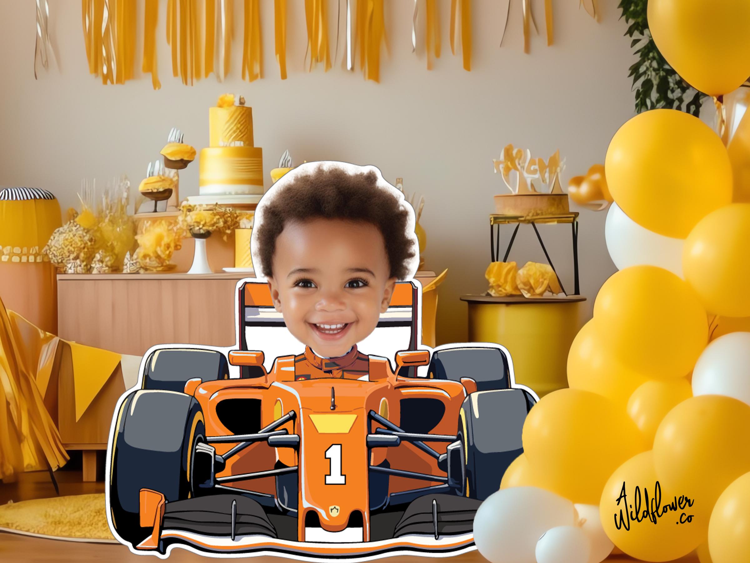 Car Racing Boy Standee Graphics Orange F1 Mclaren Race Car Custom Face Cut Out Standee, Party Decor ...