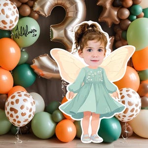 Recorte de cara de hada personalizado, soporte de hada redimensionable, decoración de fiesta de cabeza, decoración de adorno para cupcakes, accesorio de stand para niños PNG PDF