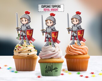 Royal knight Birthday cupcake toppers party decoration, suitable for wedding, baby shower, events in PDF