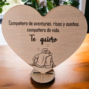 Regalo personalizado en forma de corazón para novi@|| Regalo personalizado || Corazón de madera grabado laser ||