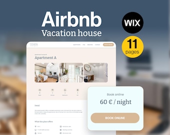 Plantilla de sitio web de Wix, tema premium para reservas de Airbnb, alquiler vacacional a corto plazo