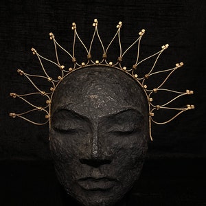 Halo Crown.Golden Crown, Sunburst Crown Halo Crown, Headwear, Moon Baby Headband, Boho Crown, Gold Halo, Moon Jewelry, Bridal Crown, Headban