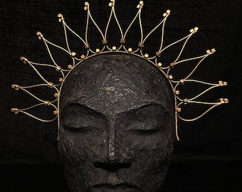 Halo Crown.Golden Crown, Sunburst Crown Halo Crown, Headwear, Moon Baby Headband, Boho Crown, Gold Halo, Moon Jewelry, Bridal Crown, Headban