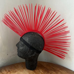 Mohawk Mohawk Sunbeam Crown, Mohawk Red ,Festival Headpiece, Burning Man. Red Mohawk.