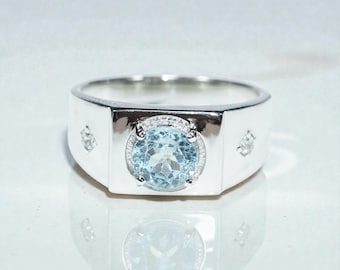 Aquamarine Ring, 925 Sterling Silver, Handmade Gemstone Ring