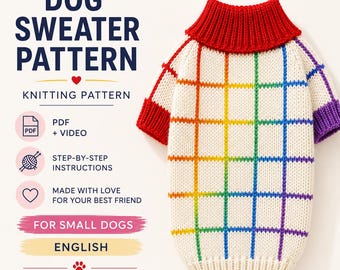 トイチワワの編み込み犬用セーター編み図（PDF） - Etsy 日本