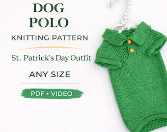 Dog Polo Shirt Knitting Pattern | PDF Tutorial, Any Size (English)