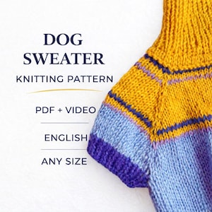 Patrón de tejido de suéter para perro: Tutorial en PDF para principiantes (perros pequeños y medianos)