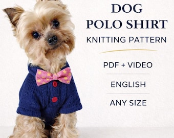 Dog Polo Shirt Knitting Pattern | Adjustable Size (PDF Pattern)