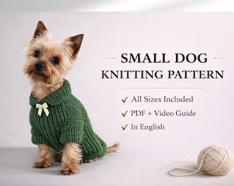 Small Dog Sweater Knitting Pattern – Toy Breed PDF with Video Tutorial