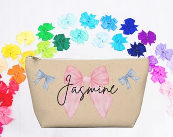 Personalized Children Accessory Pouch bag Custom Name Girls Hair Accessories bag Kids Birthday gift favor bag Custom Preschool Children Gift