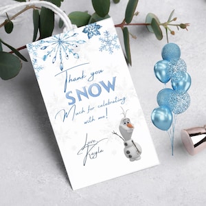 アナと雪の女王風サンキュータグ | 記念タグ | 編集可能な誕生日ギフトタグテンプレート | 誕生日サンキュータグ | 記念タグ | すぐにダウンロード