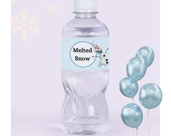 Frozen Water Bottle Label Princess Elsa Decor Frozen Birthday Party Decoration Frozen Bottle Wrappers Winter Theme Wraps Instant Download