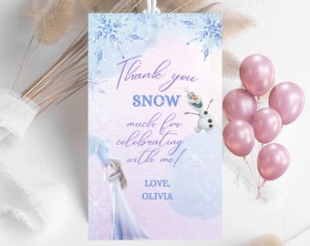 Frozen Thank You Tags  | Favor Tag | Editable Frozen Birthday Gift Tag Template | Birthday Thank You Tags | Favour Tags | Instant Download