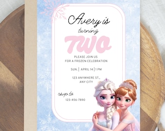 Frozen-inspirierte Geburtstagseinladung | Geburtstagseinladung | Bearbeitbare Bday Invite Sofortiger Download | Eisprinzessin 2.3.4.5.bday Zu zweit