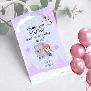 アナと雪の女王のサンキュータグ | 記念品タグ | 編集可能なアナと雪の女王の誕生日ギフトタグテンプレート | 誕生日のサンキュータグ | 記念品タグ | すぐにダウンロード