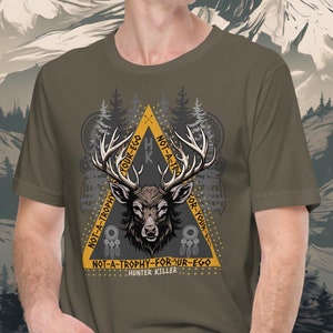 Deer T-Shirt for Woodland Animal Lover, Vegan Short Sleeve Tee, Gift for Vegetarians, Ethically Made Vegan Clothing, Wild Animal Jersey