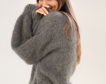 Mohair Silk Cardigan in Grey Melange - Etsy