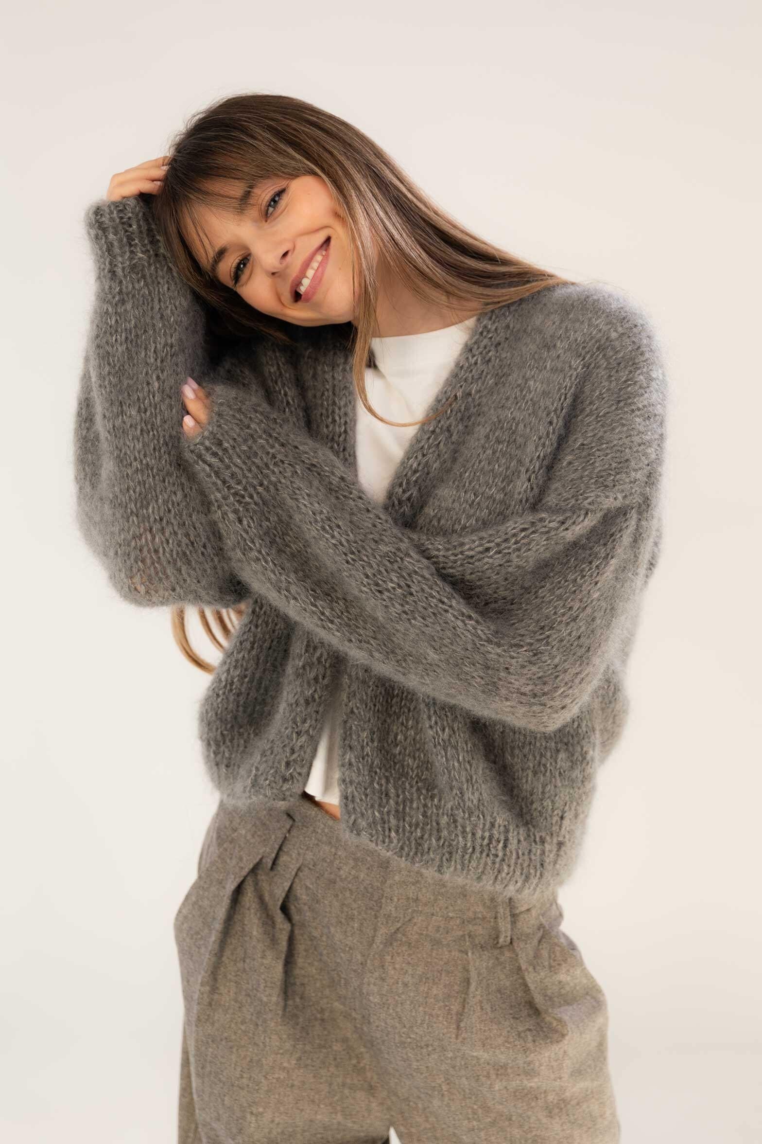 Mohair Silk Cardigan in Grey Melange - Etsy Mohair Silk Cardigan in Grey Melange - Etsy