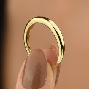 14K Thin Dome Ring, Solid Gold High Dome Band, Wedding Band, Simple Thick Women Band, Shiny Bubble Ring, Gift For Her,Minimalist Simple Ring