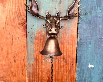 Elegant Antique Brass deer Doorbell- wall mounted door bell, temple bell, front doorbell, chapel bell, unique door bell