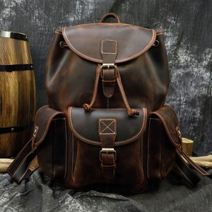 Sac à dos en cuir fait main en cuir sac à dos personnalisé en cuir pour ordinateur portable sac de voyage cartable sac de randonnée en cuir homme femme meilleur cadeau