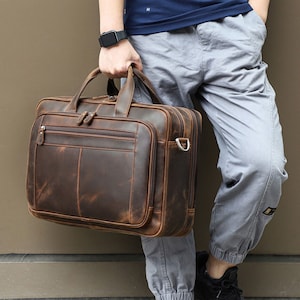 Leather Briefcase,Brown Leather Briefcase, office bag Leather Briefcase, Laptop Bag, Leather bag, Gift for Him, Shoulder Bag, Mens Briefcase