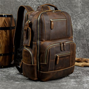 personalisierter Lederrucksack für Männer Vollnarbenleder Reisetasche Rucksack Schultasche Leder Tagesrucksack Männer, Bürorucksack, Geschenk für ihn