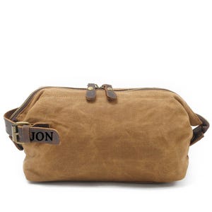 Neceser de lona y cuero para hombre, bolsa de viaje, neceser de gran capacidad, kit de bolsa de viaje funcional, monedero de cuero, cartera pequeña, regalo para él