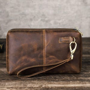 Cartera de cuero personalizada para hombre, bolso de mano, bolso de mano, cartera, bolso de mano, monedero, regalo de cumpleaños para él y para ella