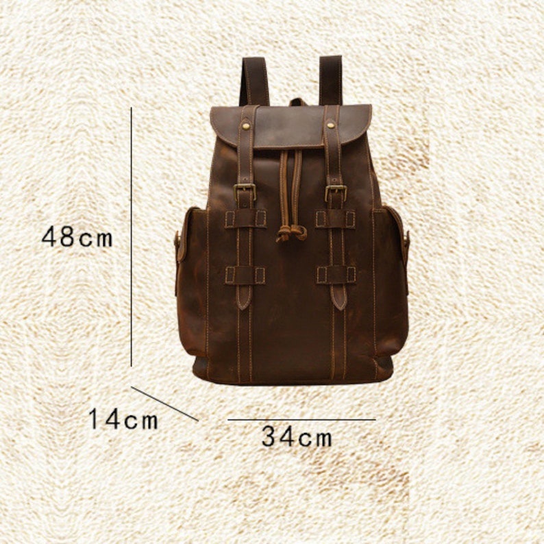 Personalized Large Leather Backpack Men, Laptop Backpack, Travel ...