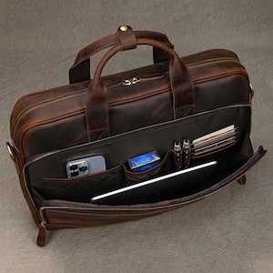 Maletín de cuero personalizado, bolso de hombro, bolso de mano, bolso para portátil, bolso de negocios, bolso de mensajero, bolso de oficina para hombres y mujeres, regalo para él