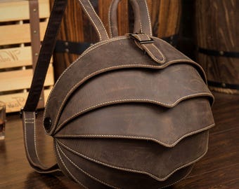 leather bag Personalised Leather Backpack, Leather Rucksack men School Backpack Hiking Bag, unique design beetles style bagpack Gift him her