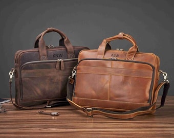 Personalisierte Vintage-Leder-Aktentasche, Messenger-Tasche, Herren-Leder-Umhängetasche, Leder-Laptop-Tasche, bestes Valentinstagsgeschenk für Sie