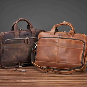 Porte-documents personnalisé en cuir pleine fleur pour homme, sac pour ordinateur portable en cuir, sac messager, sac à bandoulière en cuir pour homme, sac de bureau pour homme, cadeau pour lui et elle