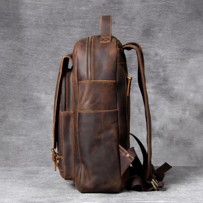 AIGUONIU Retro Genuine Leather Backpack - Beetle Shape, Two Sizes, Vintage Style Men's Leather Bag - View #5