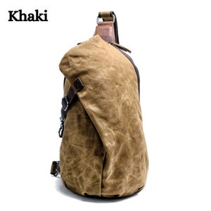 Personalized Canvas Sling Bag, Chest Bag, Crossbody bag leather bag Men purse Travel Bag Messenger bag Shoulder Bag Men Gifts for Him Her