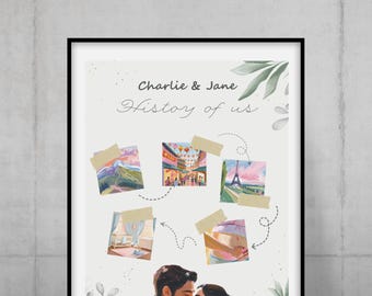Custom The Story Of Us Illustration, Hand Drawn Relationship Timeline Map, Wedding and Anniversary Gift for Couples, Digital Download