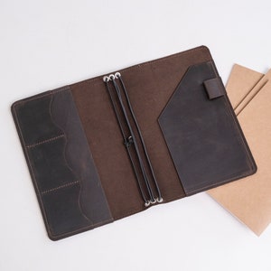 Funda para diario de viaje a5, Funda para libreta de viaje, Libreta con tarjetero, Libreta con goma elástica, Funda para libreta marrón a4