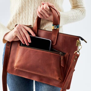Monogram laptop bag, Leather laptop bag, Crossbody laptop bag, Tablet tote bag, Briefcase for women, Carrying bag computer bag,