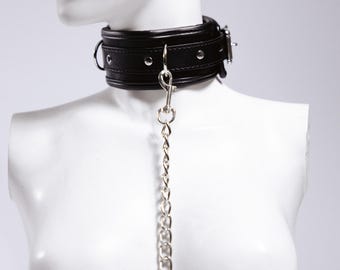 Collar And Leash Set, Black Collar Set, Collar Leash Gear, Adult Collar Leash Accessory, Collar With Chain Leash,Neck Collar,Roleplay Collar