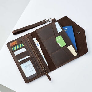 Leren portemonnee portemonnee met kaartsleuven, leren portemonnee clutch, reisportemonnee dames, reisportemonnee rfid, grote portemonnee voor vrouwen