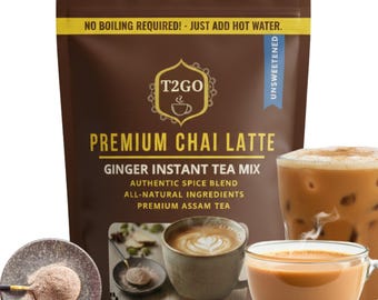 Unsweetened Ginger Chai Latte Powder - Authentic Indian Spiced Tea Mix, Keto-Friendly