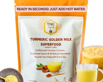Instant Turmeric Golden Milk Powder | Haldi Doodh Ayurvedic Spice Blend (Caffeine Free)
