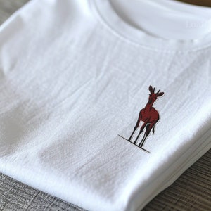 Embroidered Okapi T-Shirt: Unique Wildlife Tee for Animal Lovers, Nature Enthusiasts, Minimalist Line Art Design, Perfect Gift Idea