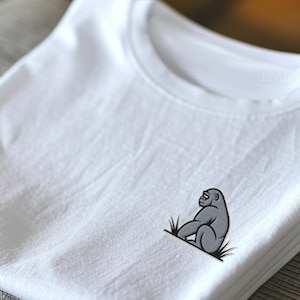 Gorilla shirt, Line Art t shirt, Embroidered Gorilla Shirt, Animal tee, Premium Unisex Crewneck T-shirt for Gorilla Lover, Cute gift