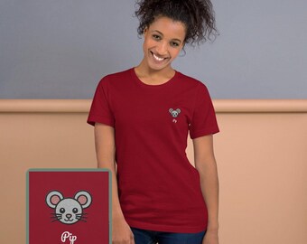 Embroidered Mouse Shirt, Mouse Lovers Tee, Custom Mouse Memorial, 100% Organic Cotton, Vegan And Ethic T-Shirt