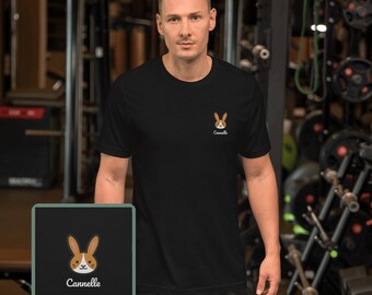 Ginger Rabbit, Personalized Embroidered Bunny, Rabbit Person Gift, 100% Organic Cotton, Vegan And Ethic T-Shirt