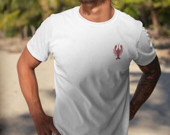 Embroidered Lobster 100% Organic Cotton Unisex Customizable T-shirt. Vegan and ethical T shirt. Adult, Children, and Baby sizes.