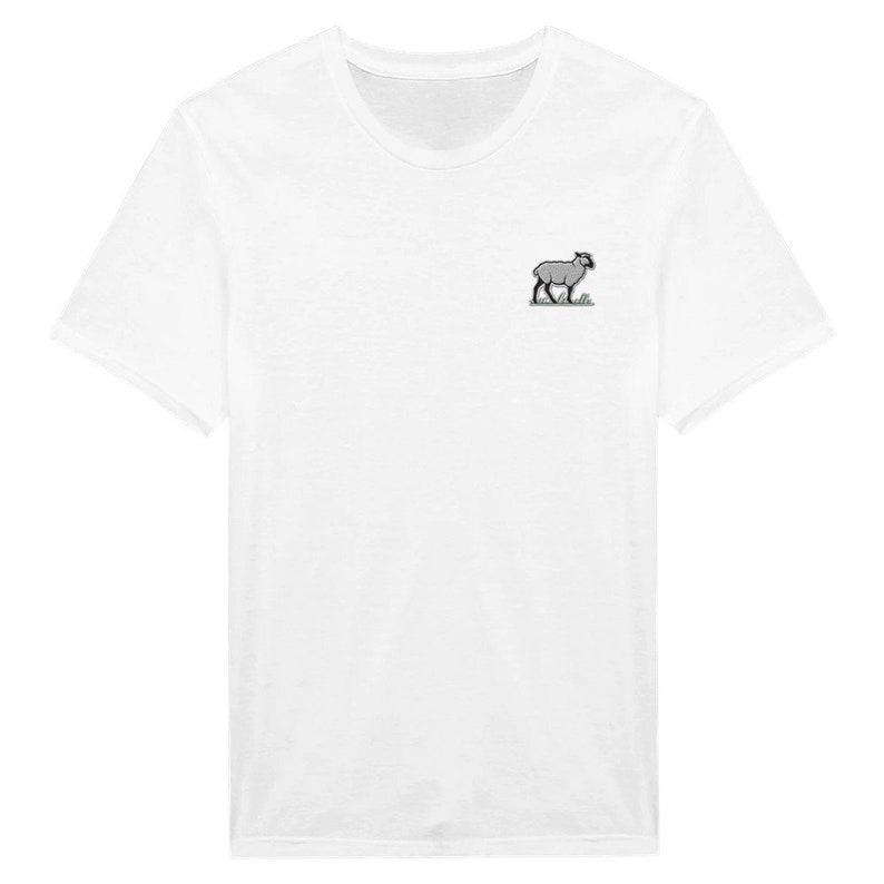 Embroidered Sheep T-Shirt, Farm Animal Lover Tee, Wildlife Design, Minimalist Wild Animal, Cute Gift Idea image 6